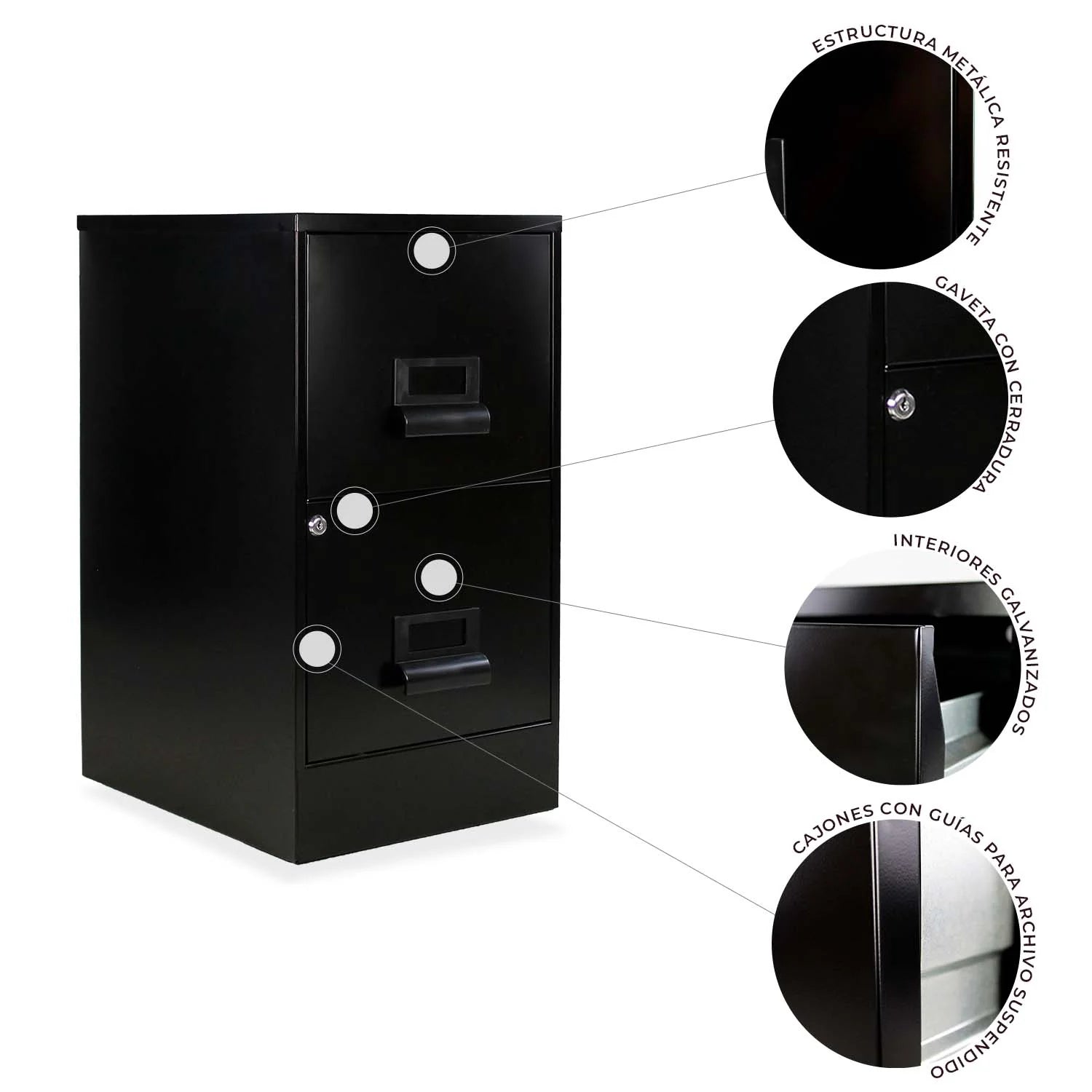 ARCHIVERO METALICO 2 GAV 13679 NEGRO 2 SET DE  2 ARCHIVEROS