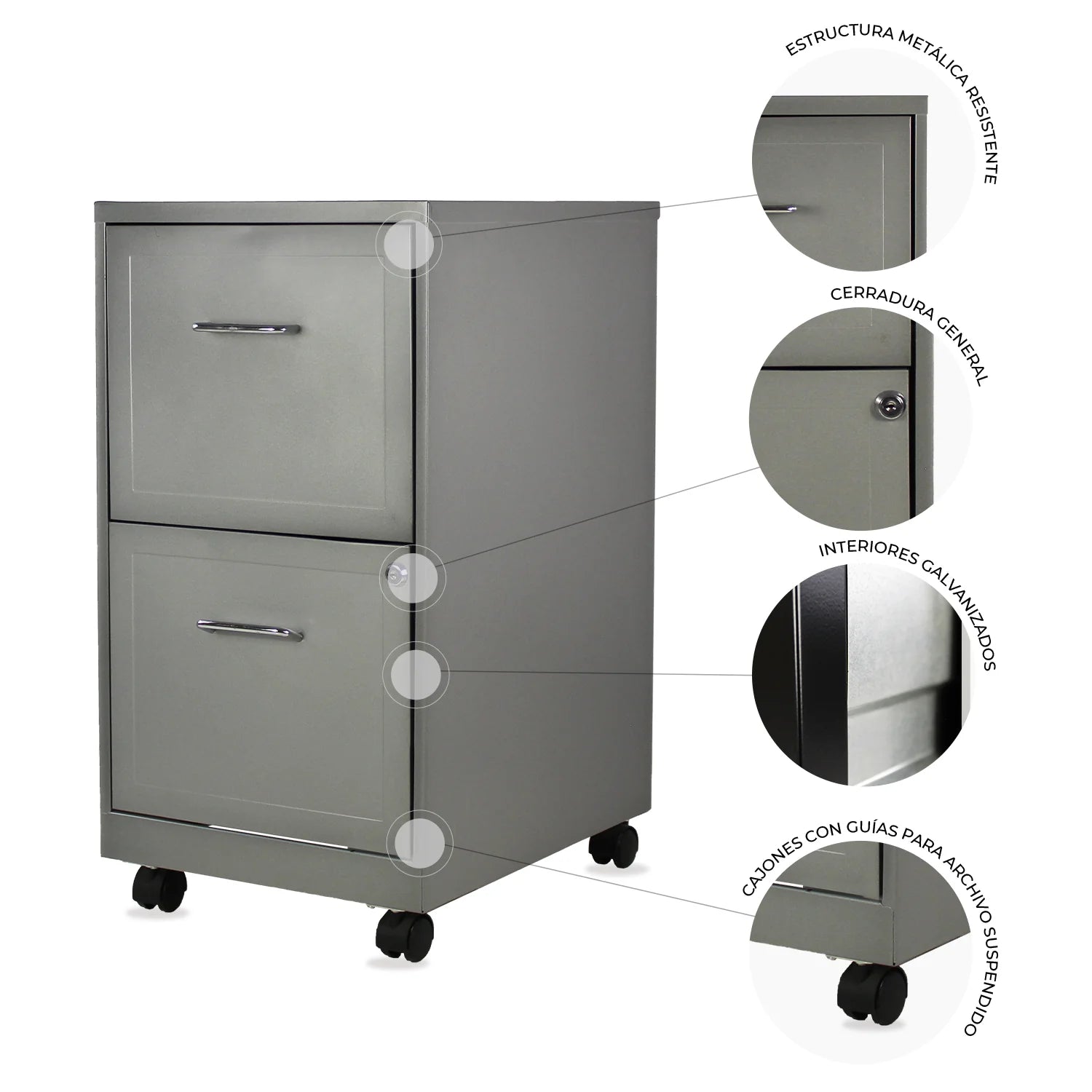 ARCHIVERO METALICO 2 GAV 15478 GRIS SET DE  2 ARCHIVEROS