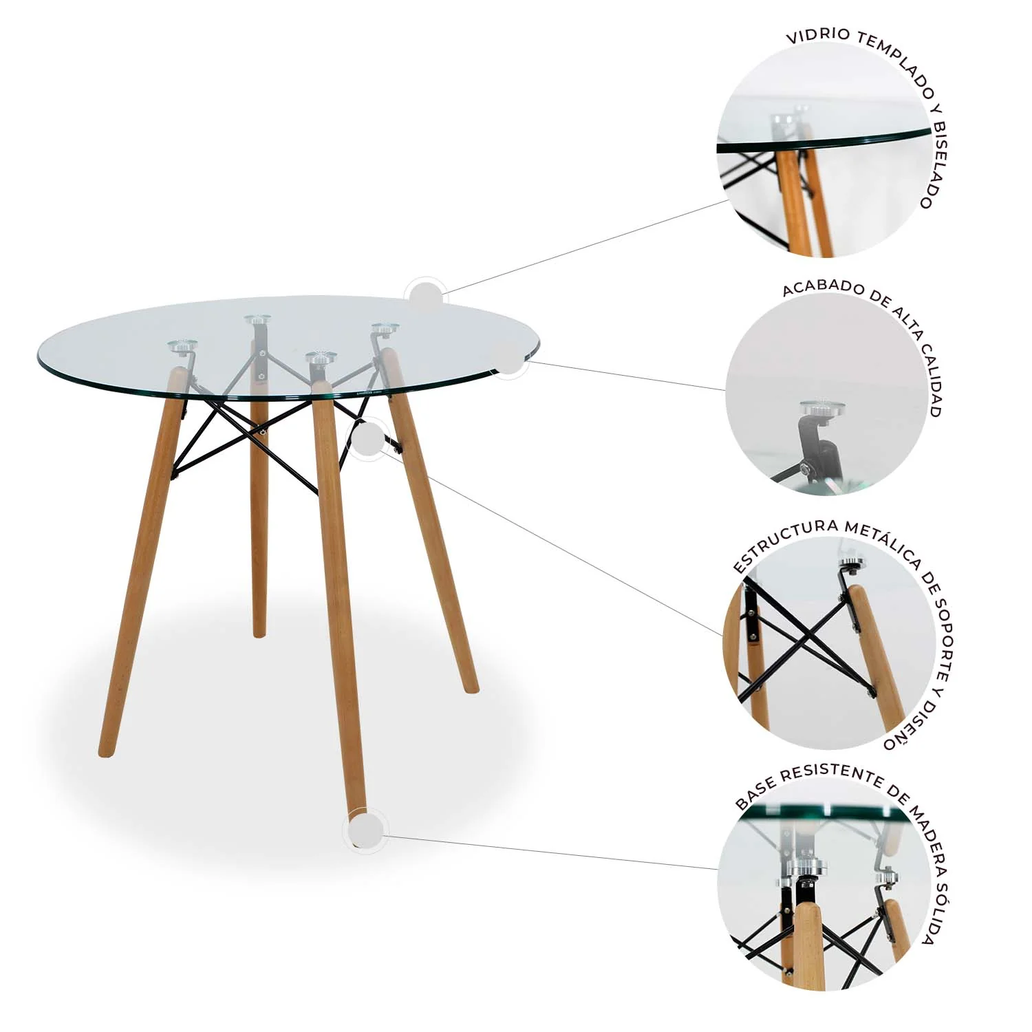 MESA OSLO CRISTAL 80 MOB-T8 SET DE 2 MESAS DE CRISTAL