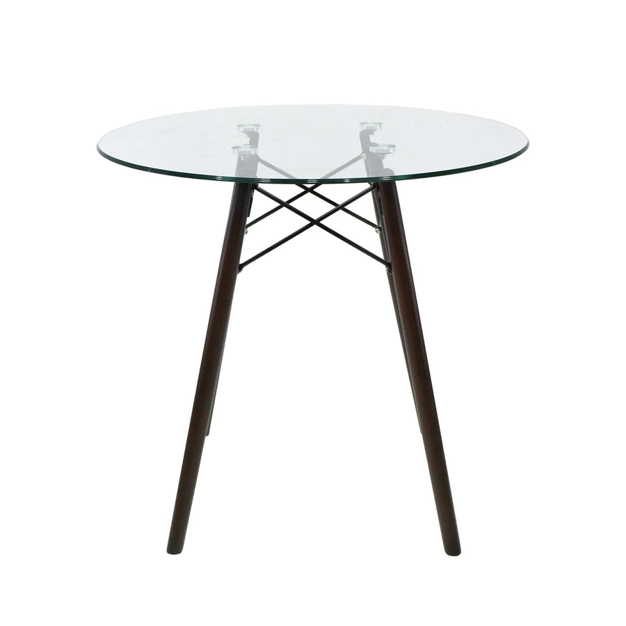 MESA OSLO CRISTAL 80 MOB-T8 NOGAL SET DE 2 MESAS DE CRISTAL