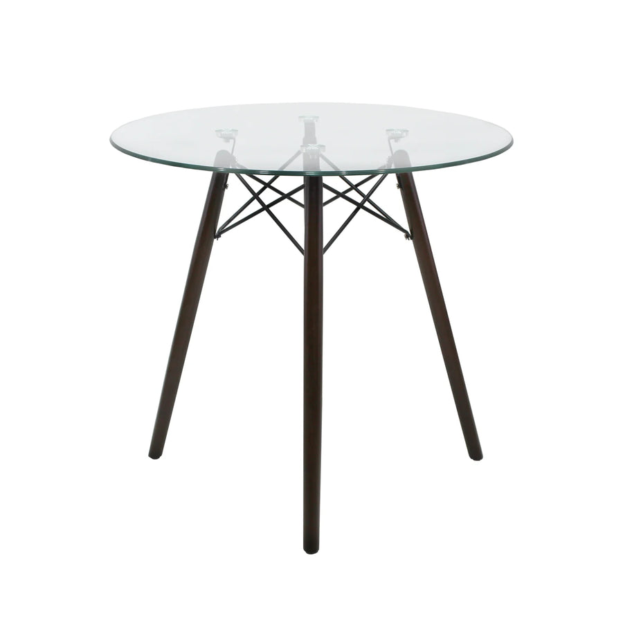 MESA OSLO CRISTAL 80 MOB-T8 NOGAL SET DE 2 MESAS DE CRISTAL